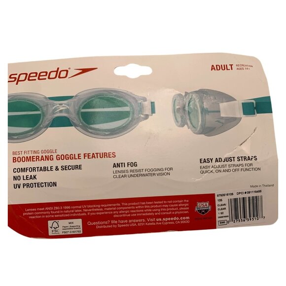 Speedo Adult Boomerang Best Fitting Goggle Anti-Fog UV Protection Comfortable & - Picture 2 of 2